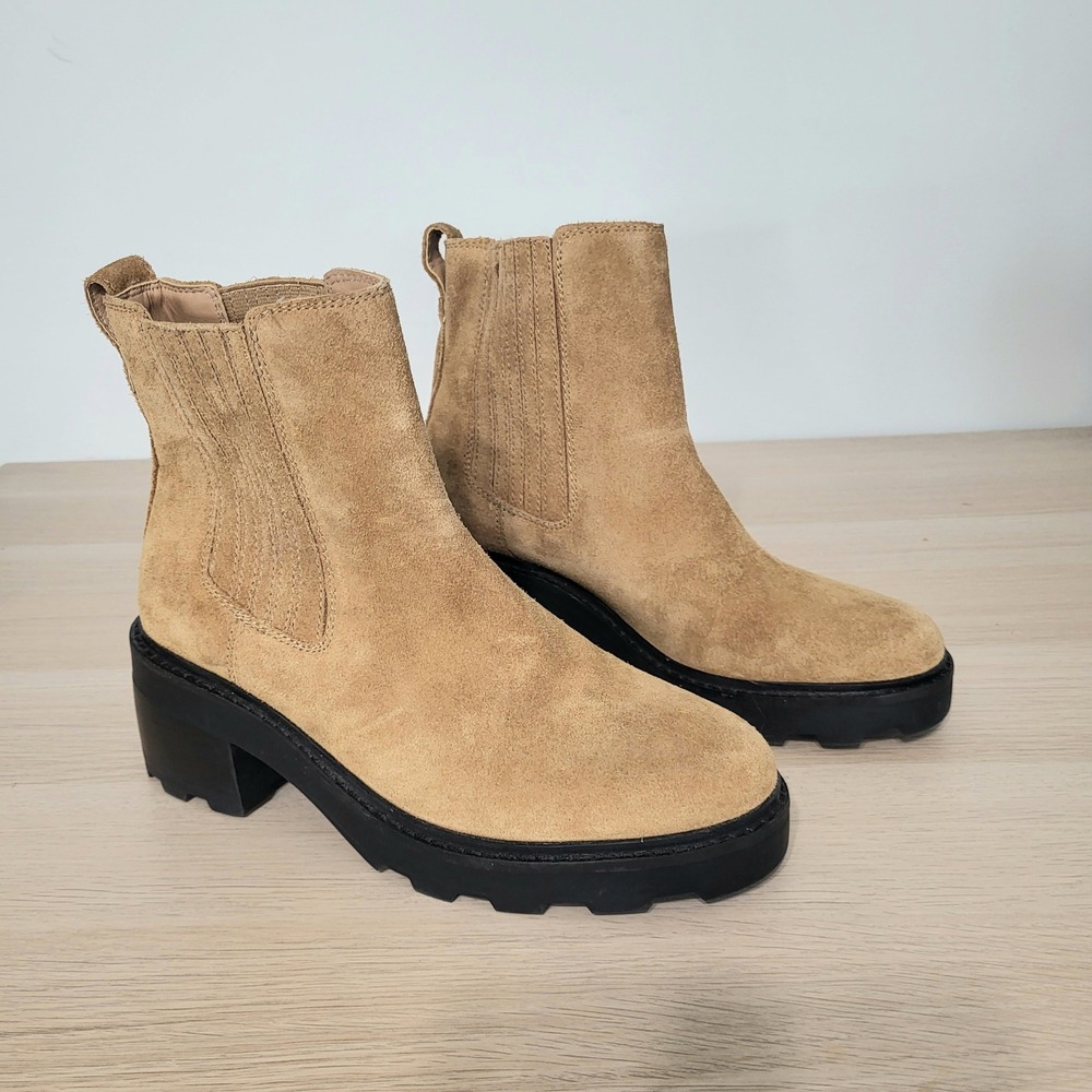 Madewell Gwenda Platform Ankle Boots Suede Leather Toffee Tan Brown Lug 8.5